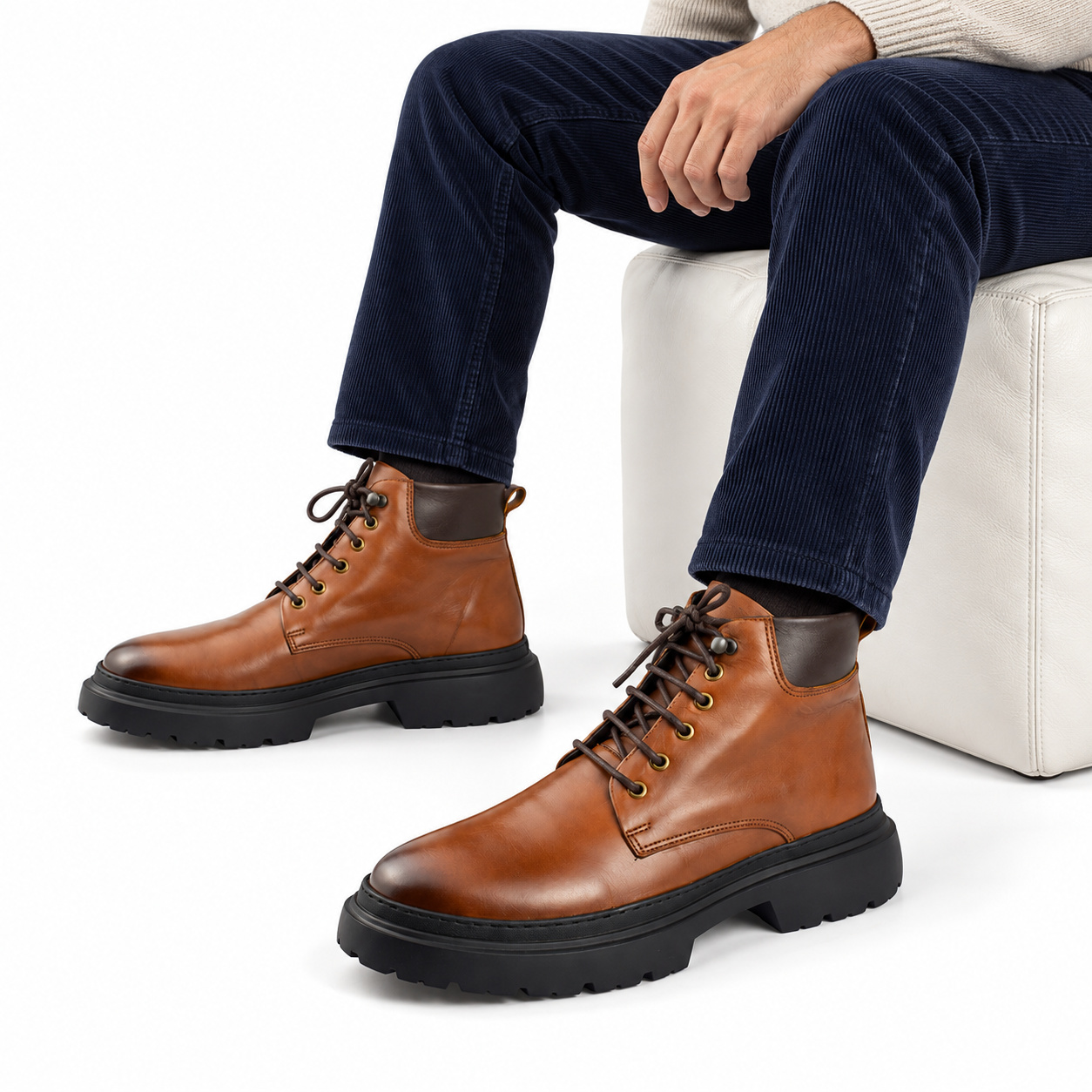 Botte Bottine pour homme 014 marron..........    bottine en cuir homme Maroc
